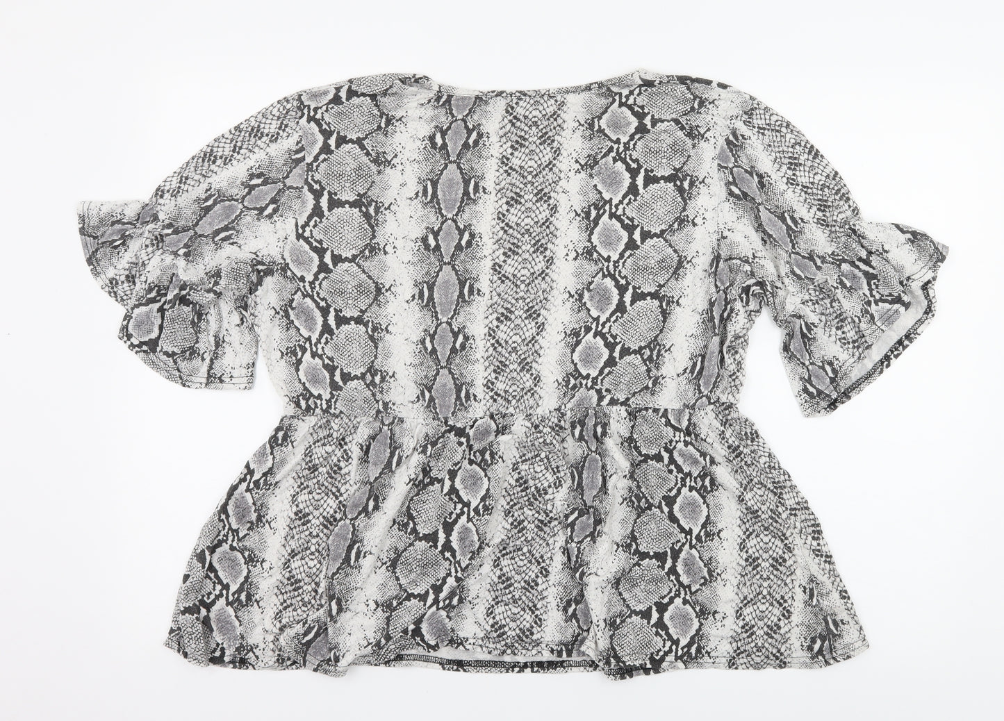 Boohoo Womens Grey Animal Print Jersey Basic T-Shirt Size 18