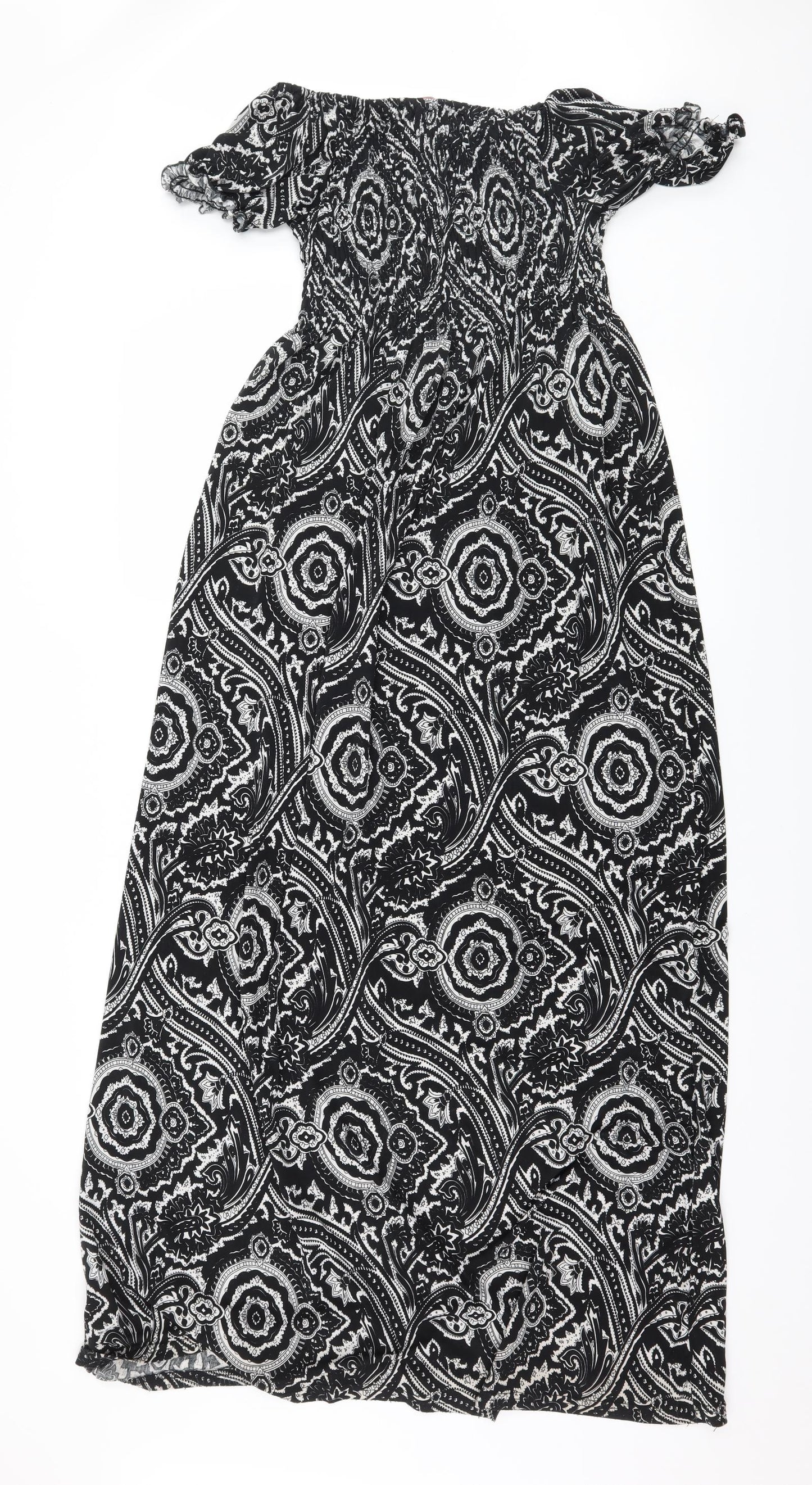 Wewa Womens Black Geometric Jersey Maxi  Size M