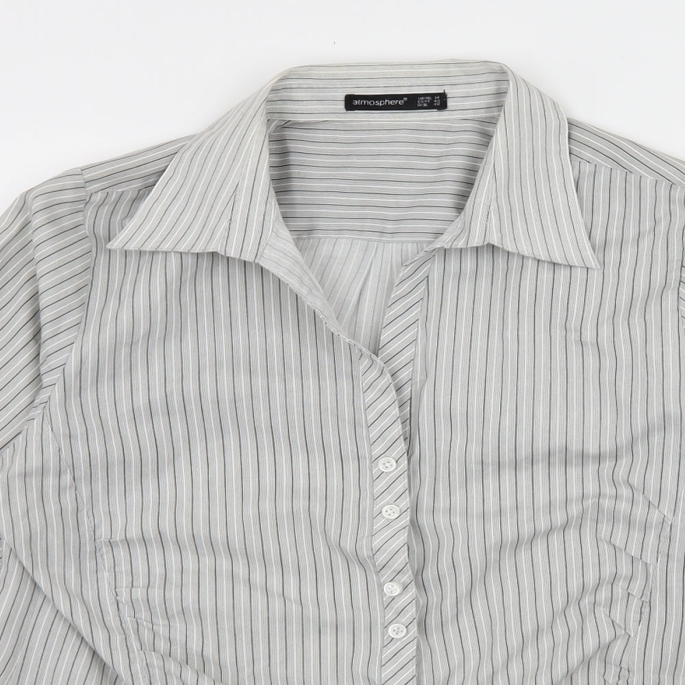 Atmosphere Womens Grey Striped  Basic Blouse Size 14