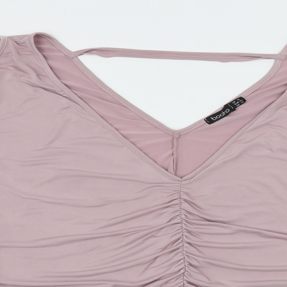 Boohoo Womens Purple  Jersey Basic T-Shirt Size 18  - Ruched