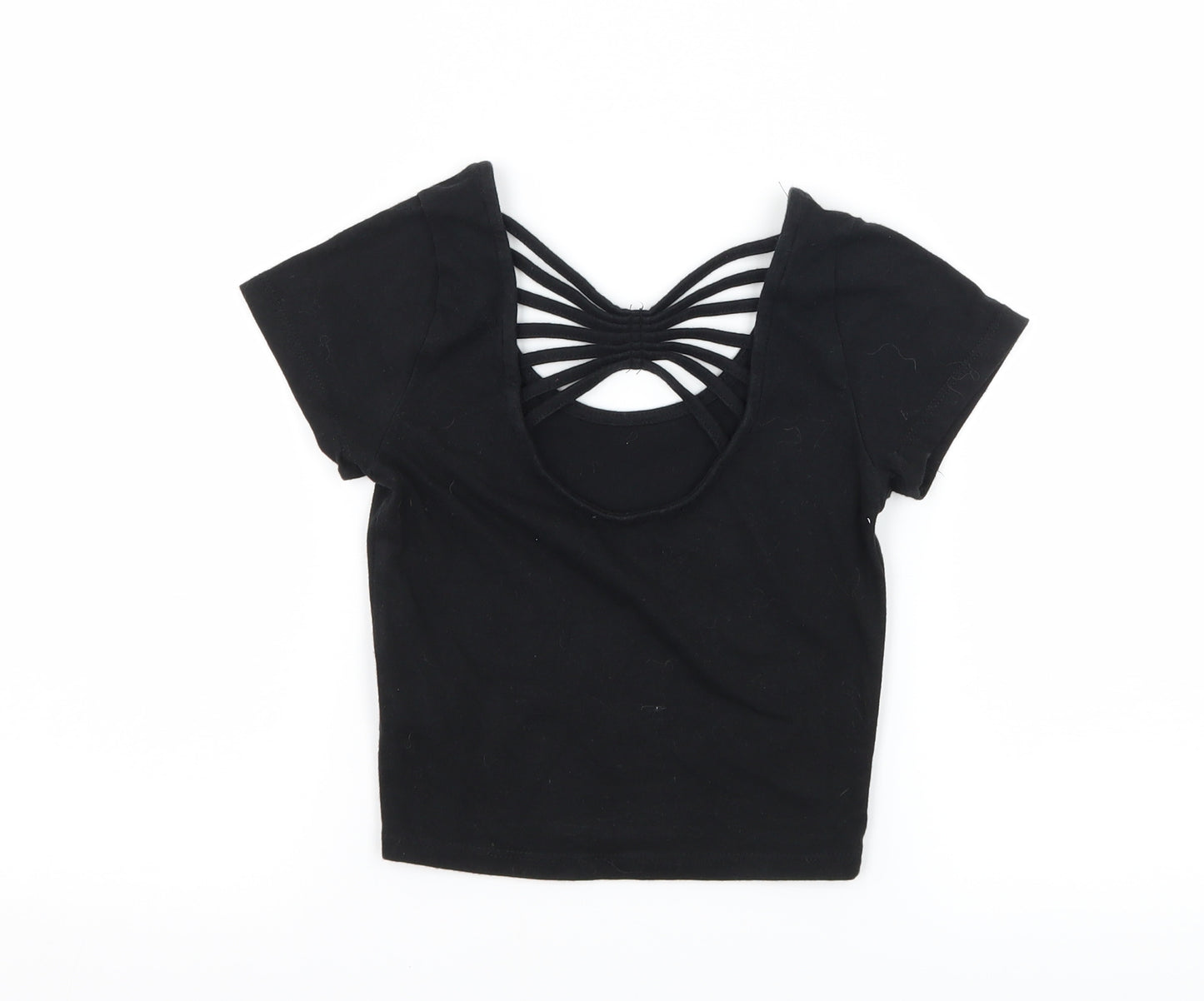 Primark Womens Black  Jersey Basic T-Shirt Size 4  - Cropped