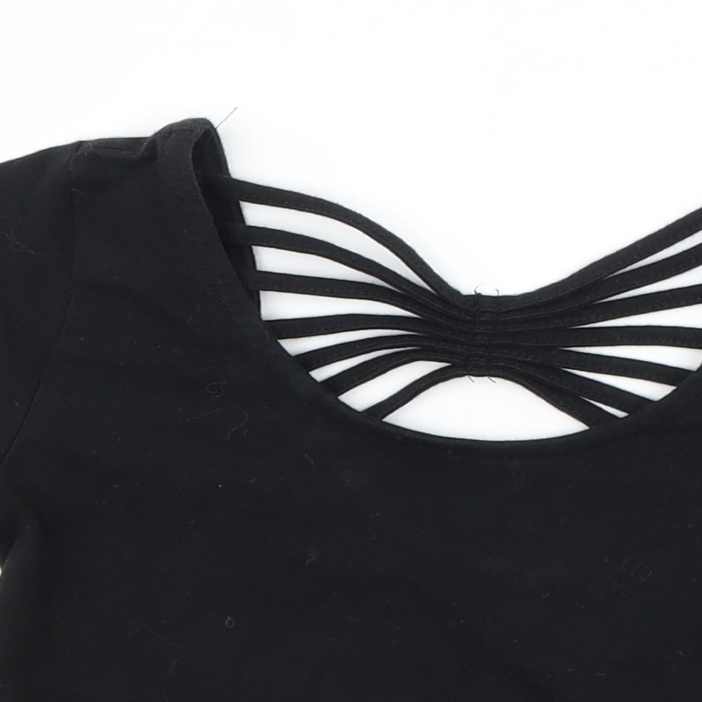 Primark Womens Black  Jersey Basic T-Shirt Size 4  - Cropped