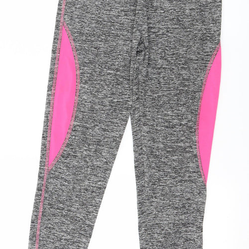New Ann Womens Grey Colourblock Jersey Capri Leggings Size S L24 in