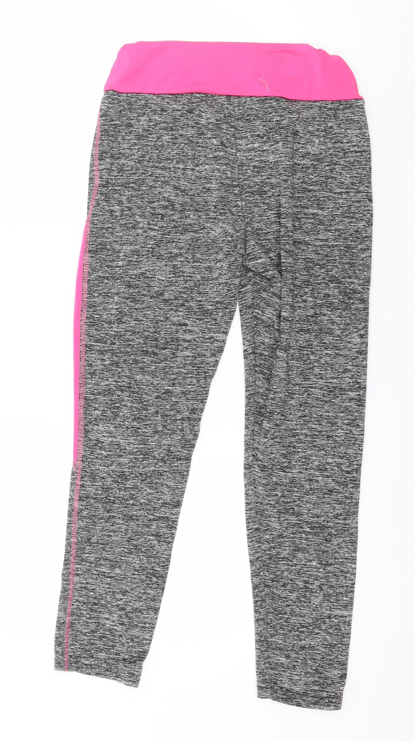New Ann Womens Grey Colourblock Jersey Capri Leggings Size S L24 in