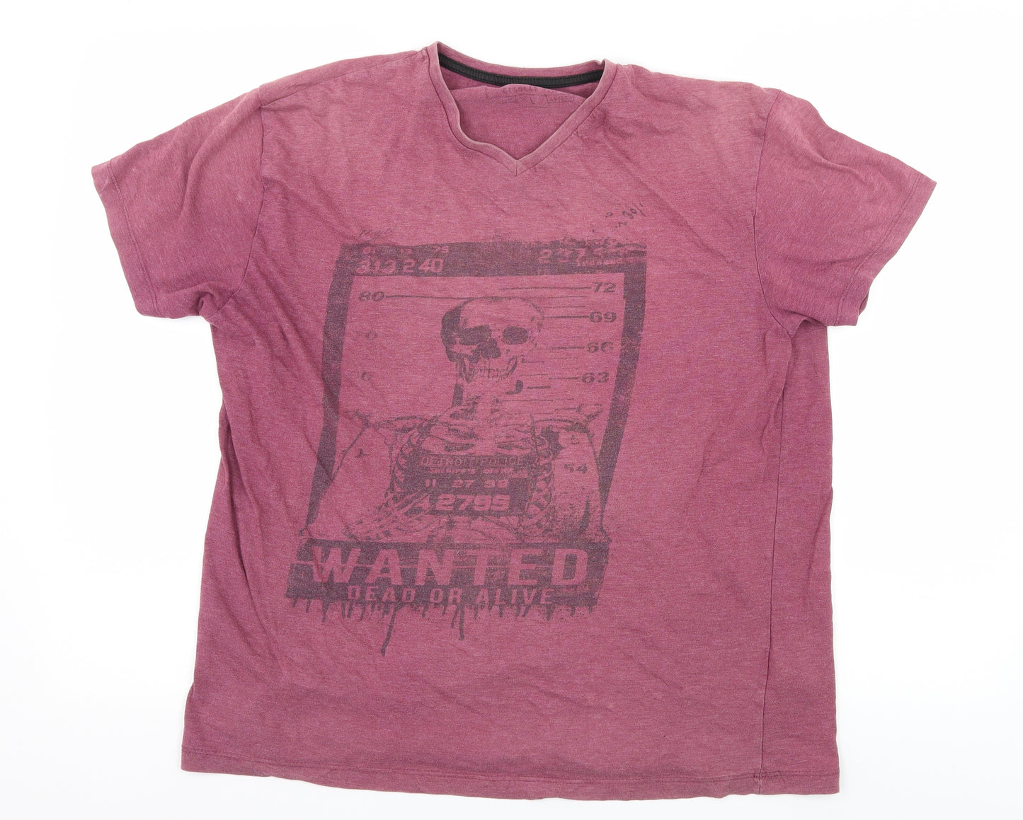 Cedar Wood State Mens Purple  Jersey  T-Shirt Size L  - Wanted skeleton