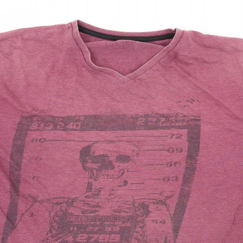 Cedar Wood State Mens Purple  Jersey  T-Shirt Size L  - Wanted skeleton