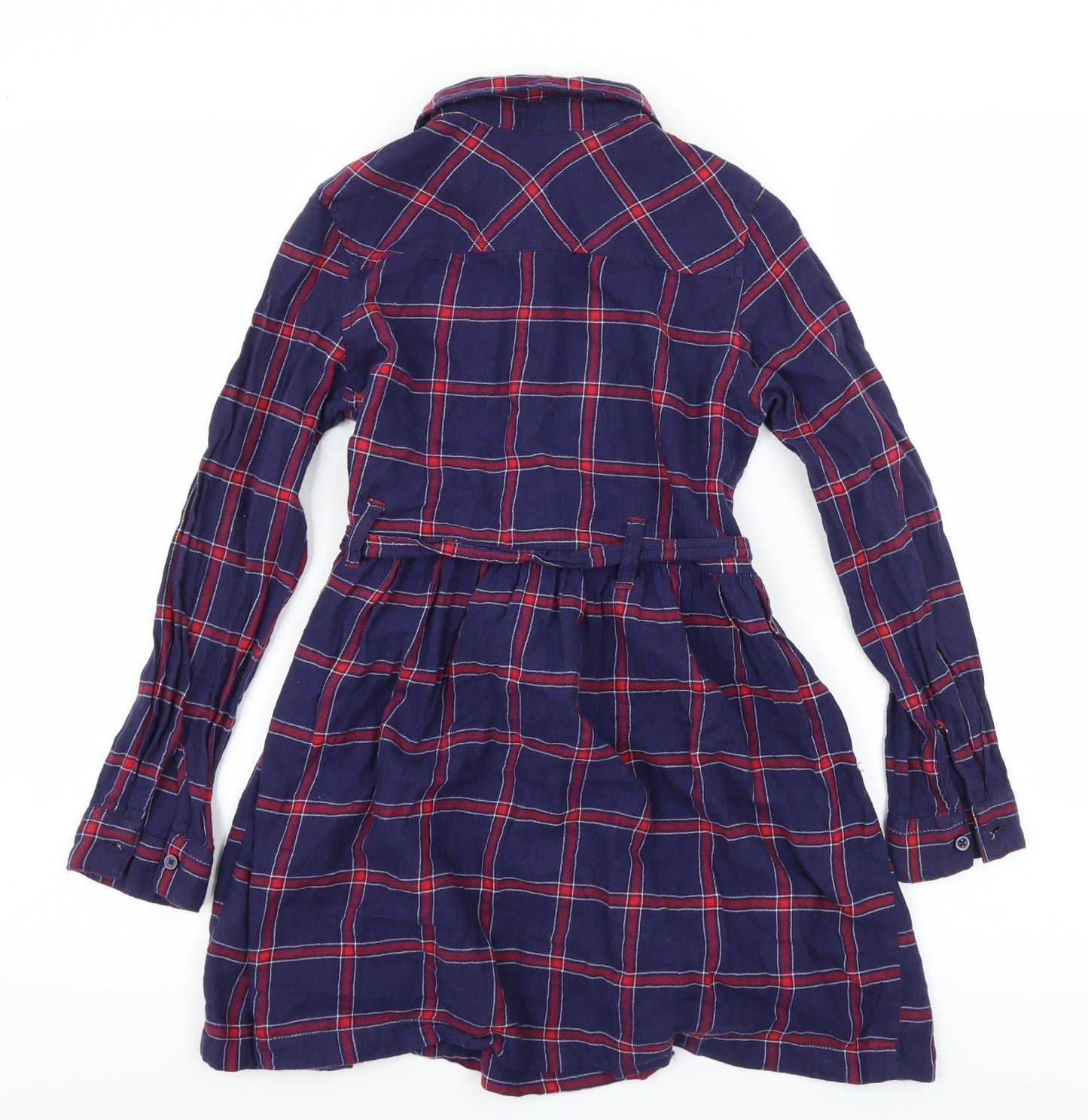 H&M Girls Blue Check  Shirt Dress  Size 9 Years