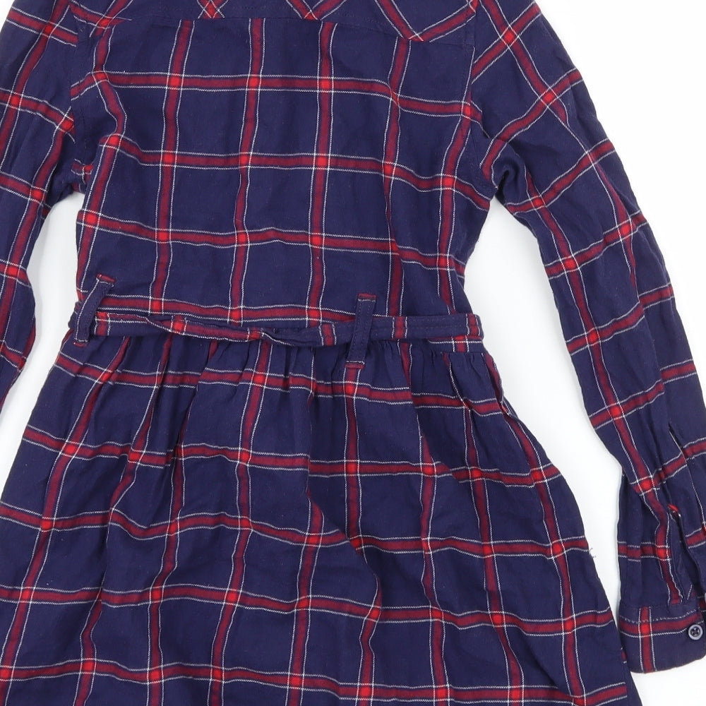 H&M Girls Blue Check  Shirt Dress  Size 9 Years