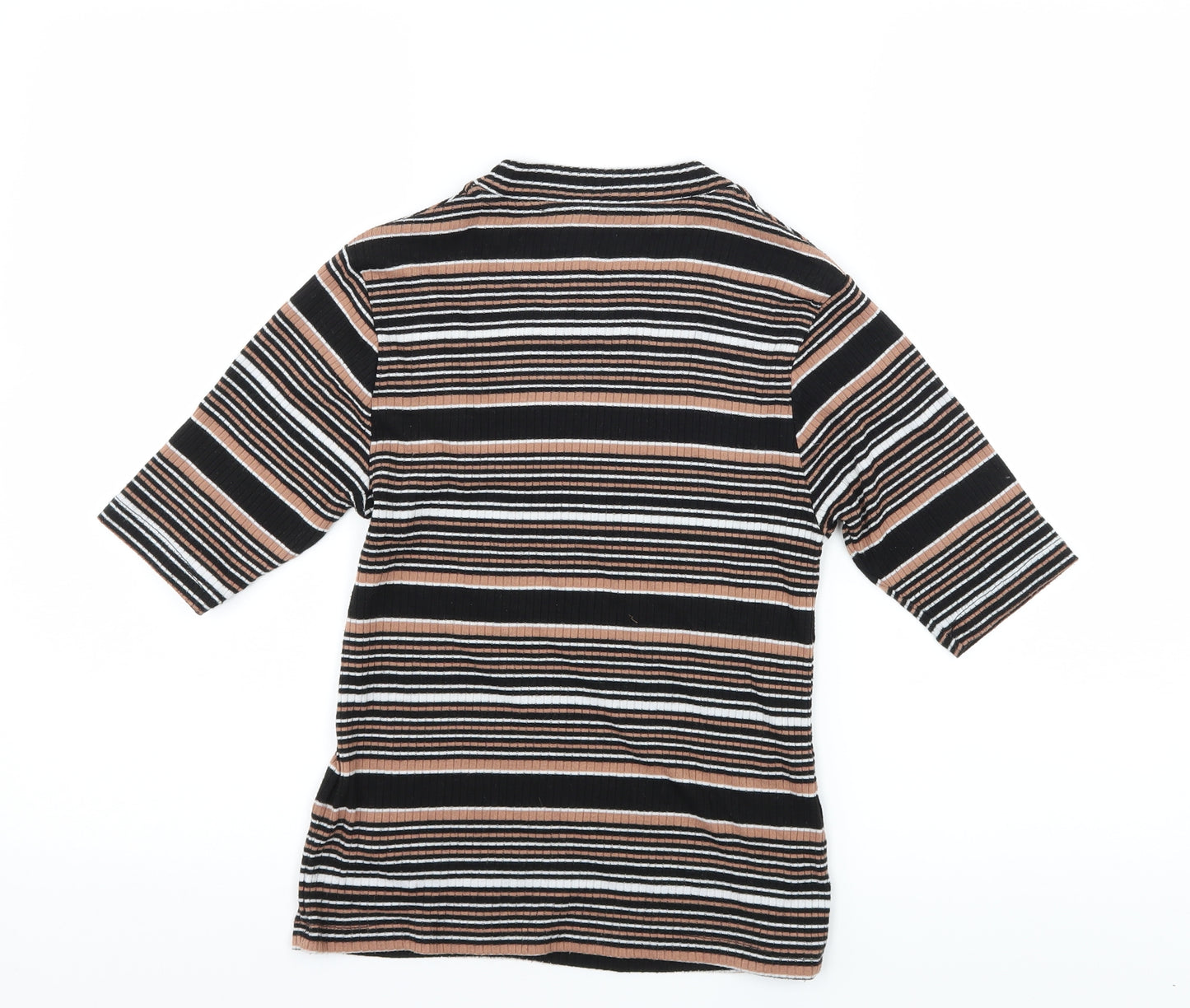 Topshop Womens Black Striped Jersey Basic T-Shirt Size 12