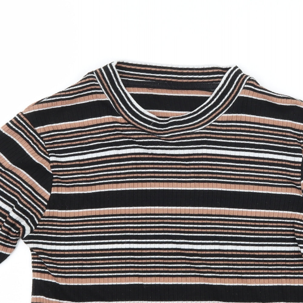 Topshop Womens Black Striped Jersey Basic T-Shirt Size 12
