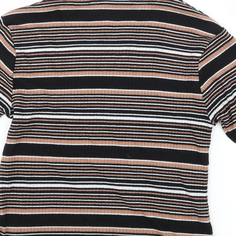Topshop Womens Black Striped Jersey Basic T-Shirt Size 12