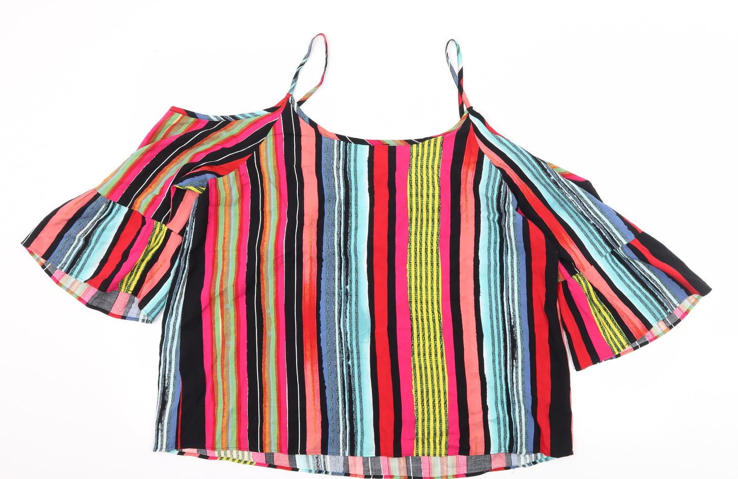 Papaya Womens Multicoloured Striped  Basic Blouse Size 18  - Cut Out Shoulder