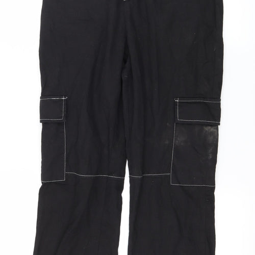 PRETTYLITTLETHING Womens Black   Trousers  Size 6 L28 in
