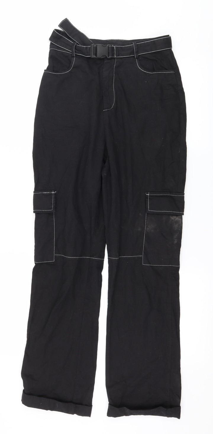 PRETTYLITTLETHING Womens Black   Trousers  Size 6 L28 in
