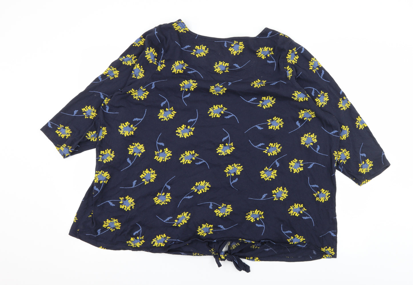 Marks and Spencer Womens Blue Floral Jersey Basic T-Shirt Size 24