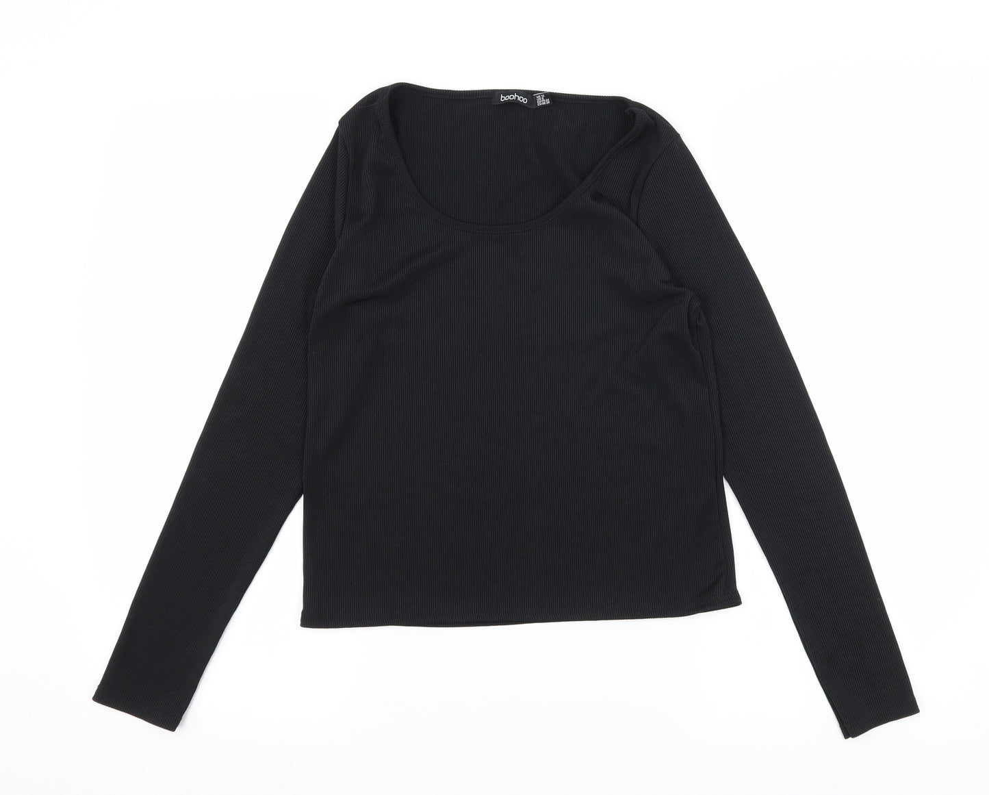 Boohoo Womens Black  Jersey Basic T-Shirt Size 12