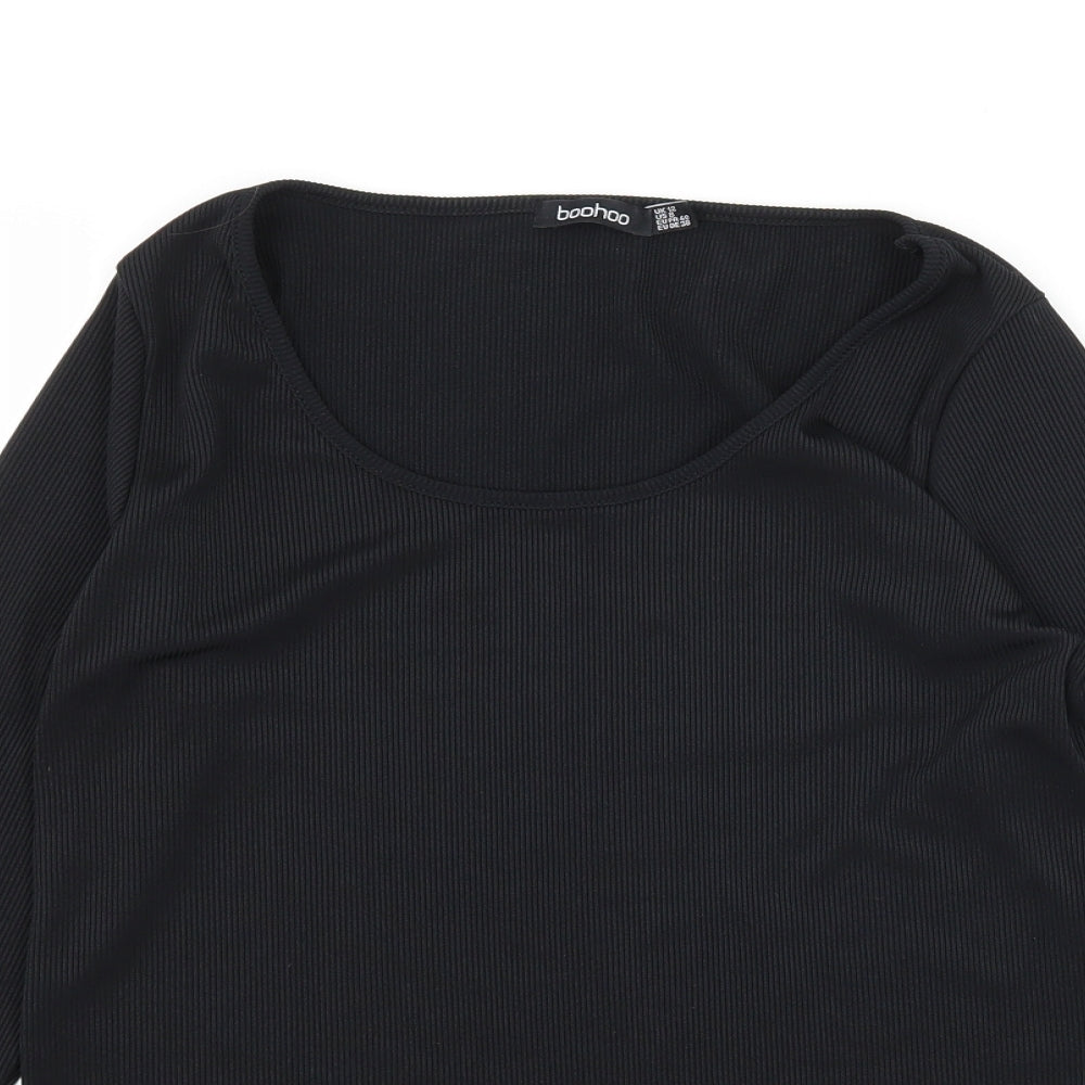 Boohoo Womens Black  Jersey Basic T-Shirt Size 12
