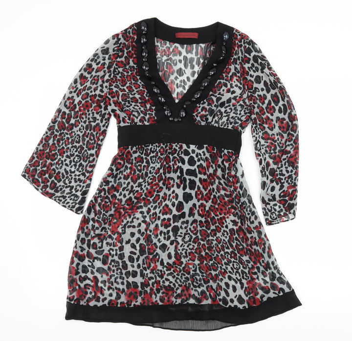 John Richmond Womens Multicoloured Animal Print  Basic Blouse Size 8  - Sheer