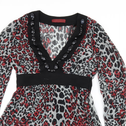 John Richmond Womens Multicoloured Animal Print  Basic Blouse Size 8  - Sheer