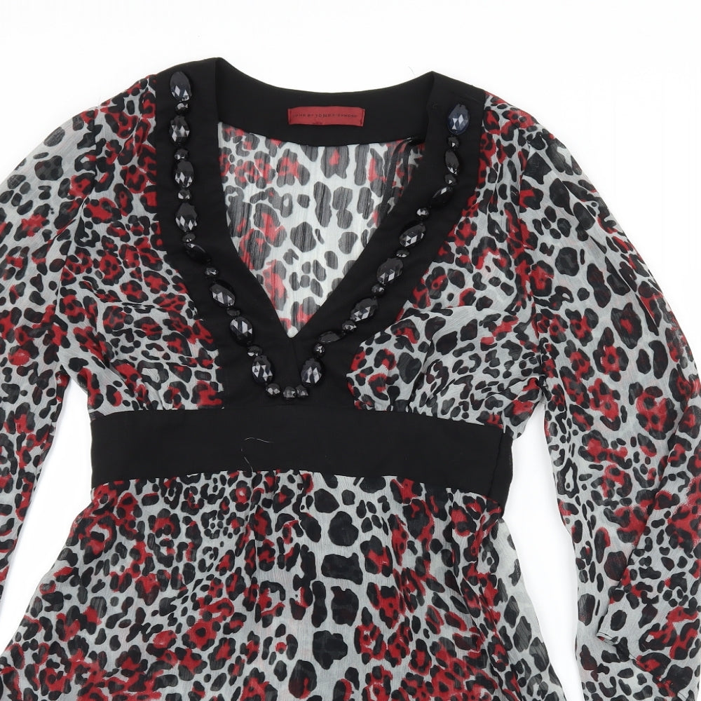 John Richmond Womens Multicoloured Animal Print  Basic Blouse Size 8  - Sheer