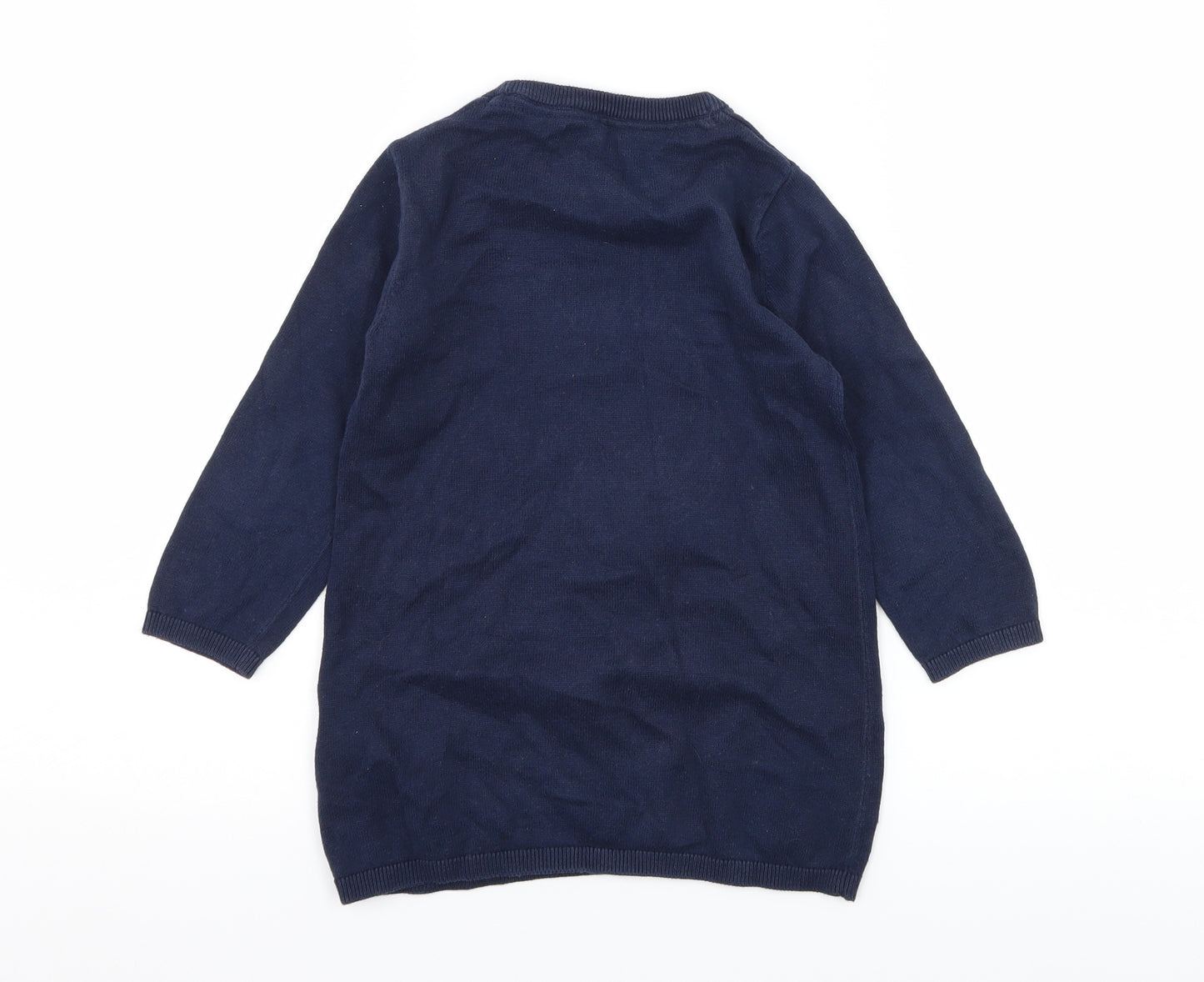 Bluezoo Girls Blue  Knit Jumper Dress  Size 3-4 Years  - Unicorn