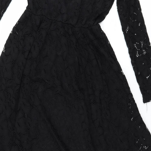 Preworn Womens Black  Lace Skater Dress  Size S