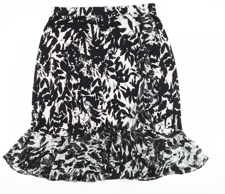 George Simonton Womens Black Floral Flare Skirt Size M