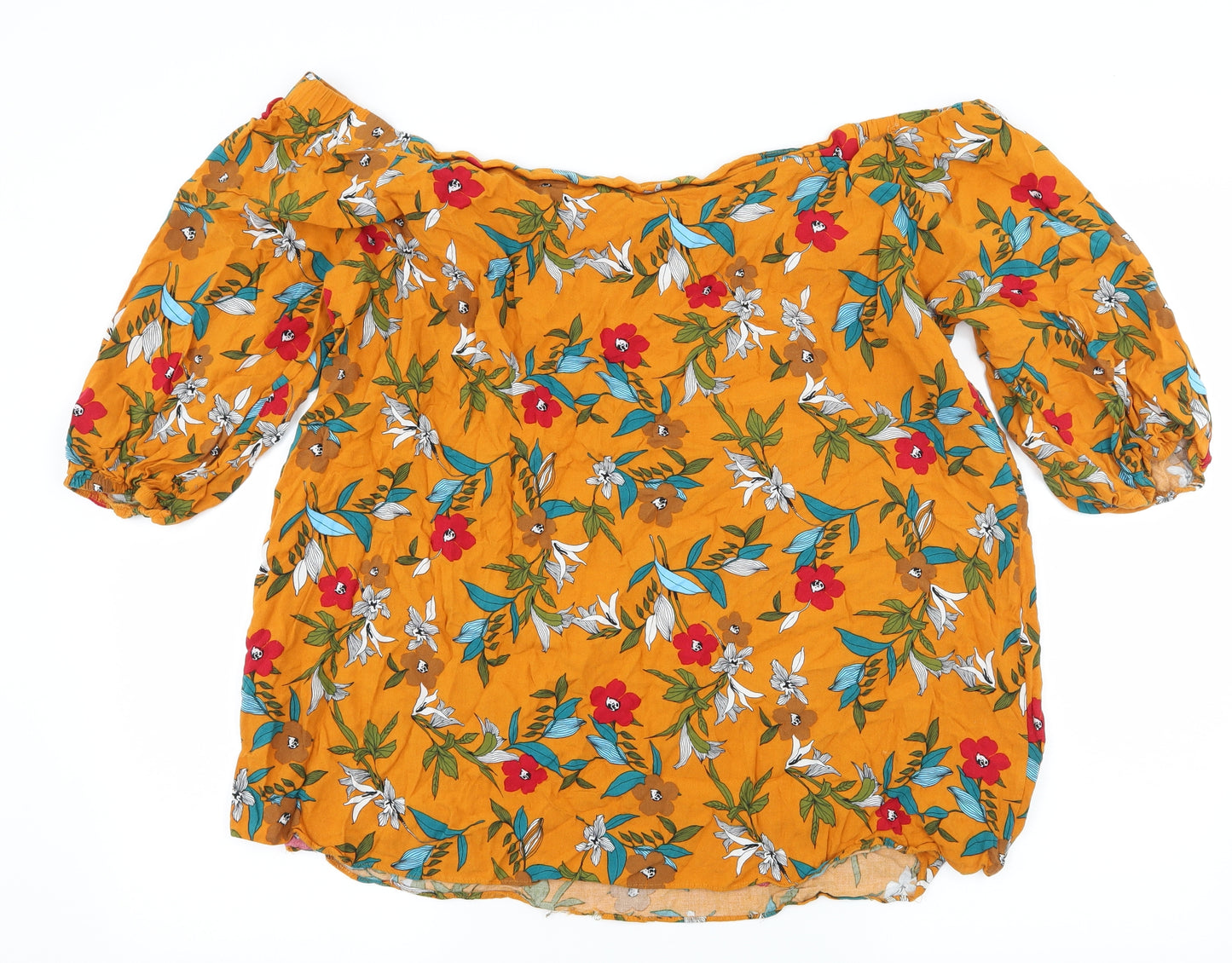 Papaya Womens Orange Floral  Basic Blouse Size 22
