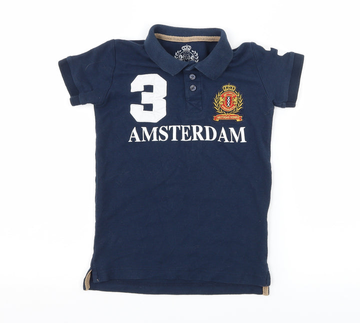 Amsterdam Sports Colletcion Boys Blue Jersey Basic T-Shirt Size 4 Years - Amsterdam