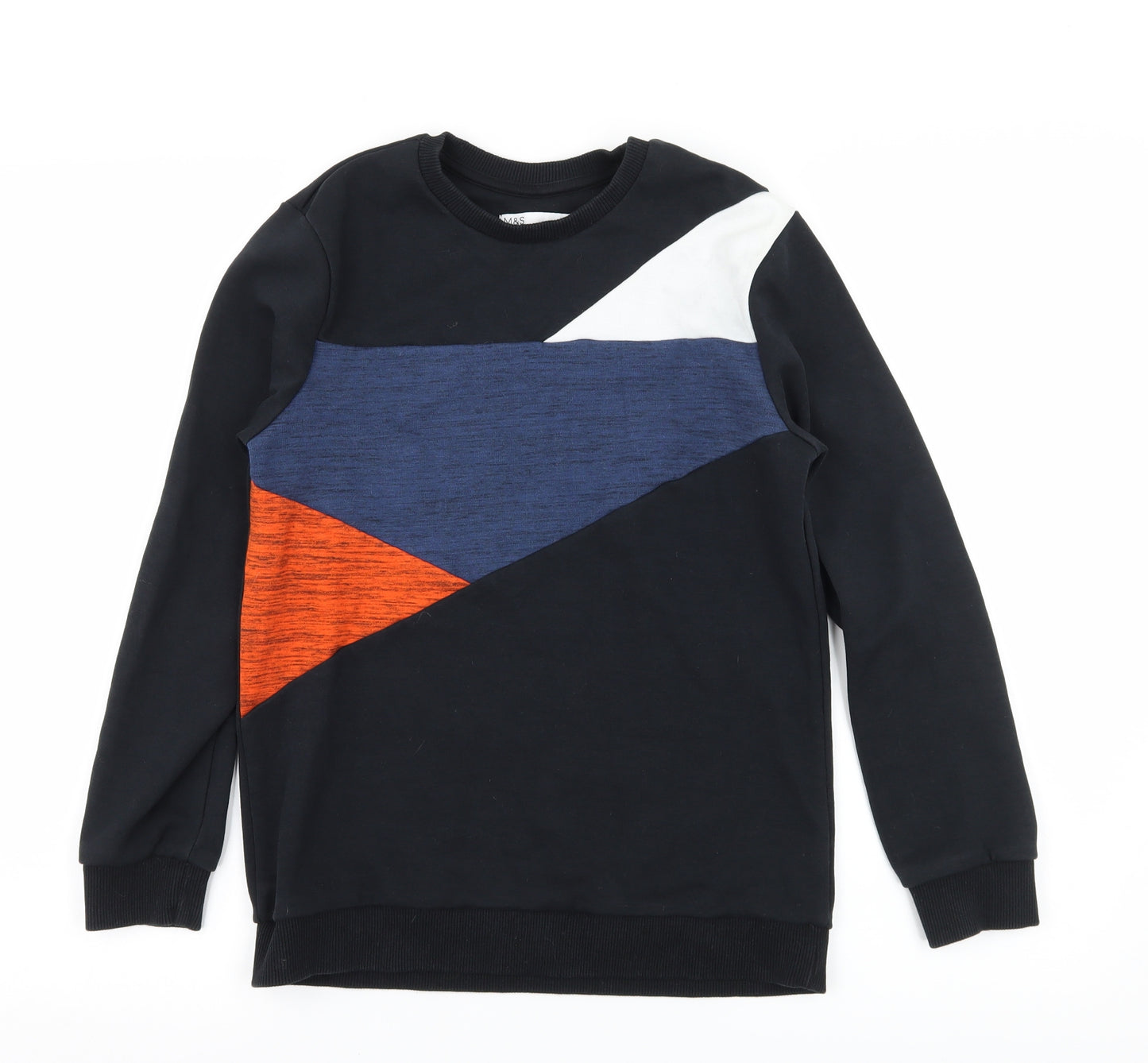 Marks and Spencer Boys Blue Geometric Jersey Pullover Sweatshirt Size 11-12 Years