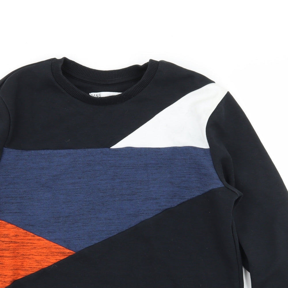 Marks and Spencer Boys Blue Geometric Jersey Pullover Sweatshirt Size 11-12 Years