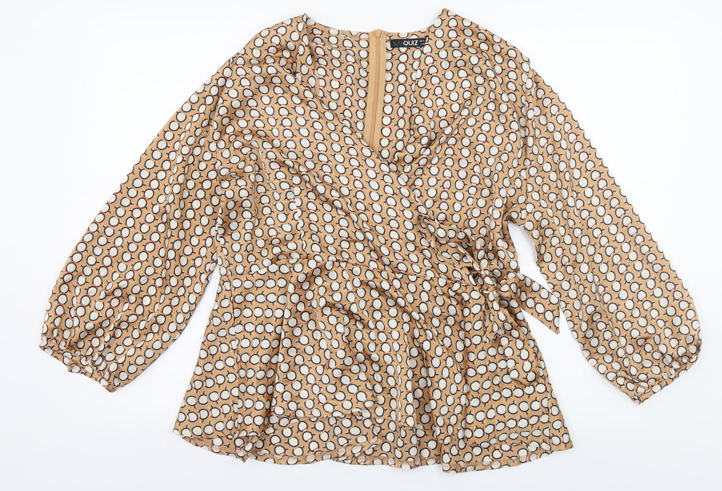 Quiz Womens Beige Polka Dot  Basic Blouse Size 18