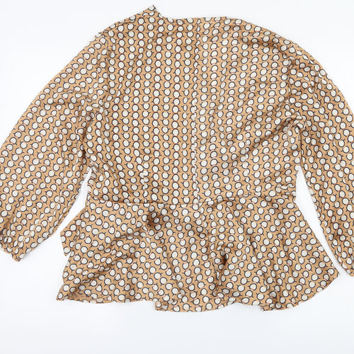 Quiz Womens Beige Polka Dot  Basic Blouse Size 18