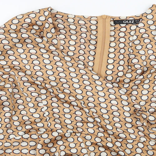 Quiz Womens Beige Polka Dot  Basic Blouse Size 18
