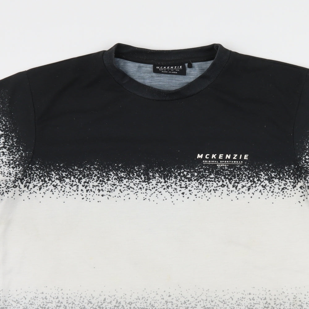 McKenzie Mens Grey Striped   T-Shirt Size S