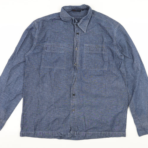 Richard chang Mens Blue  Denim  Button-Up Size M