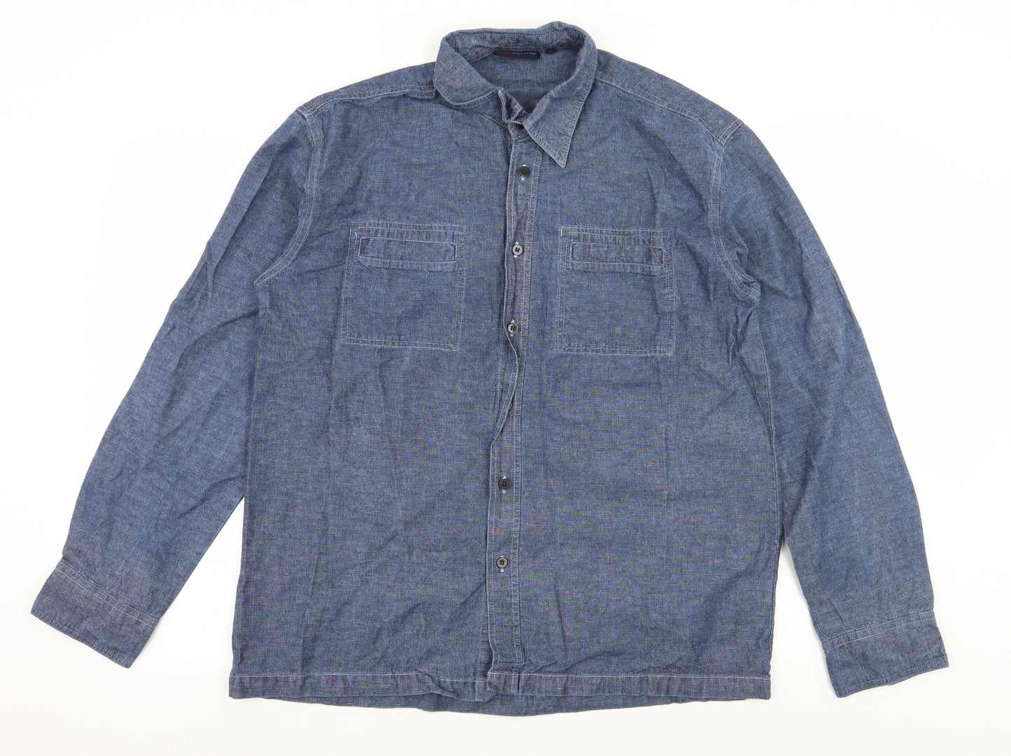 Richard chang Mens Blue  Denim  Button-Up Size M