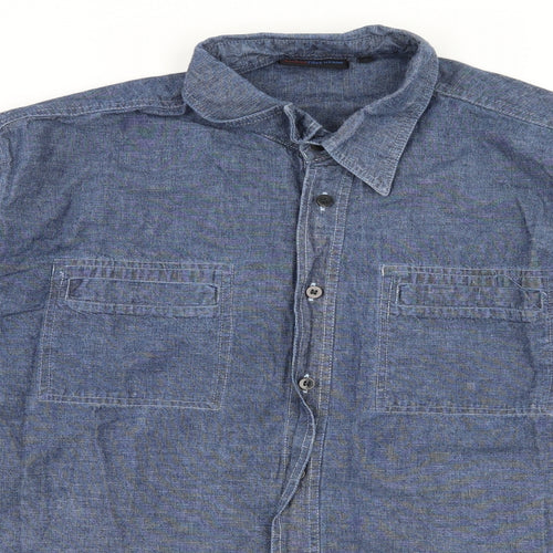 Richard chang Mens Blue  Denim  Button-Up Size M