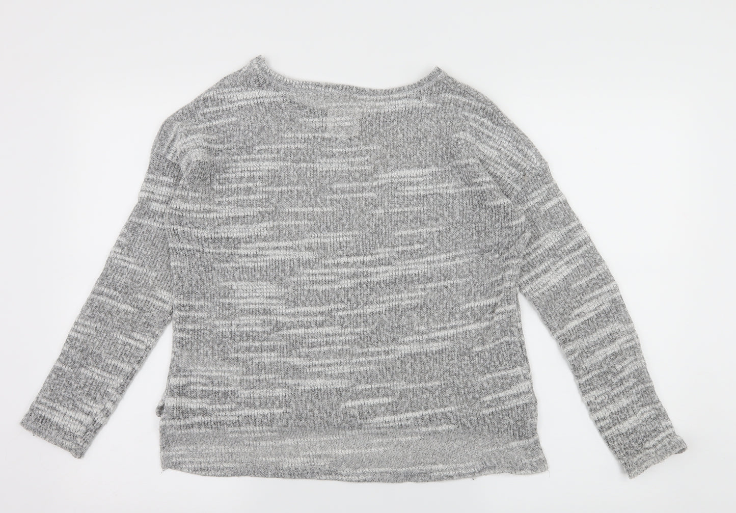 New Look Womens Grey Striped Knit Pullover Jumper Size 10