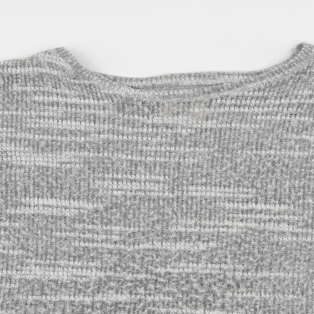 New Look Womens Grey Striped Knit Pullover Jumper Size 10