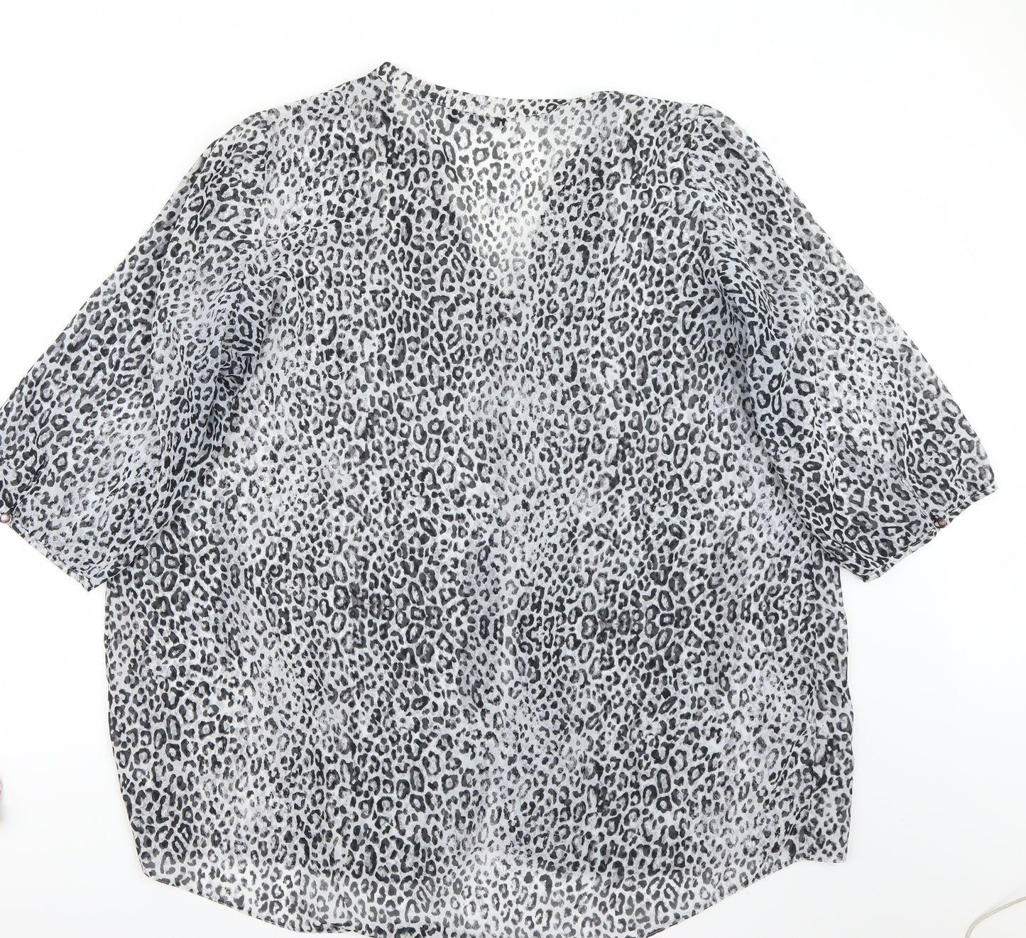 George Womens White Animal Print  Basic Button-Up Size 24