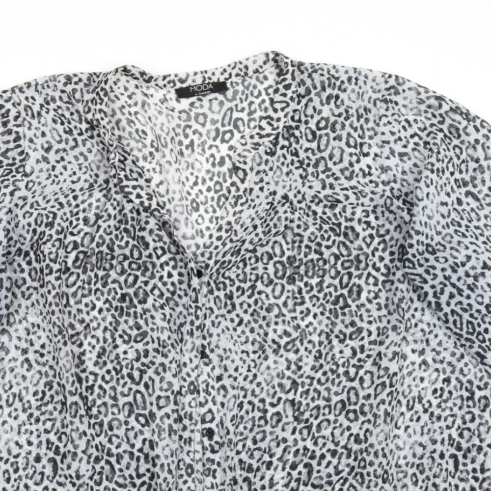 George Womens White Animal Print  Basic Button-Up Size 24