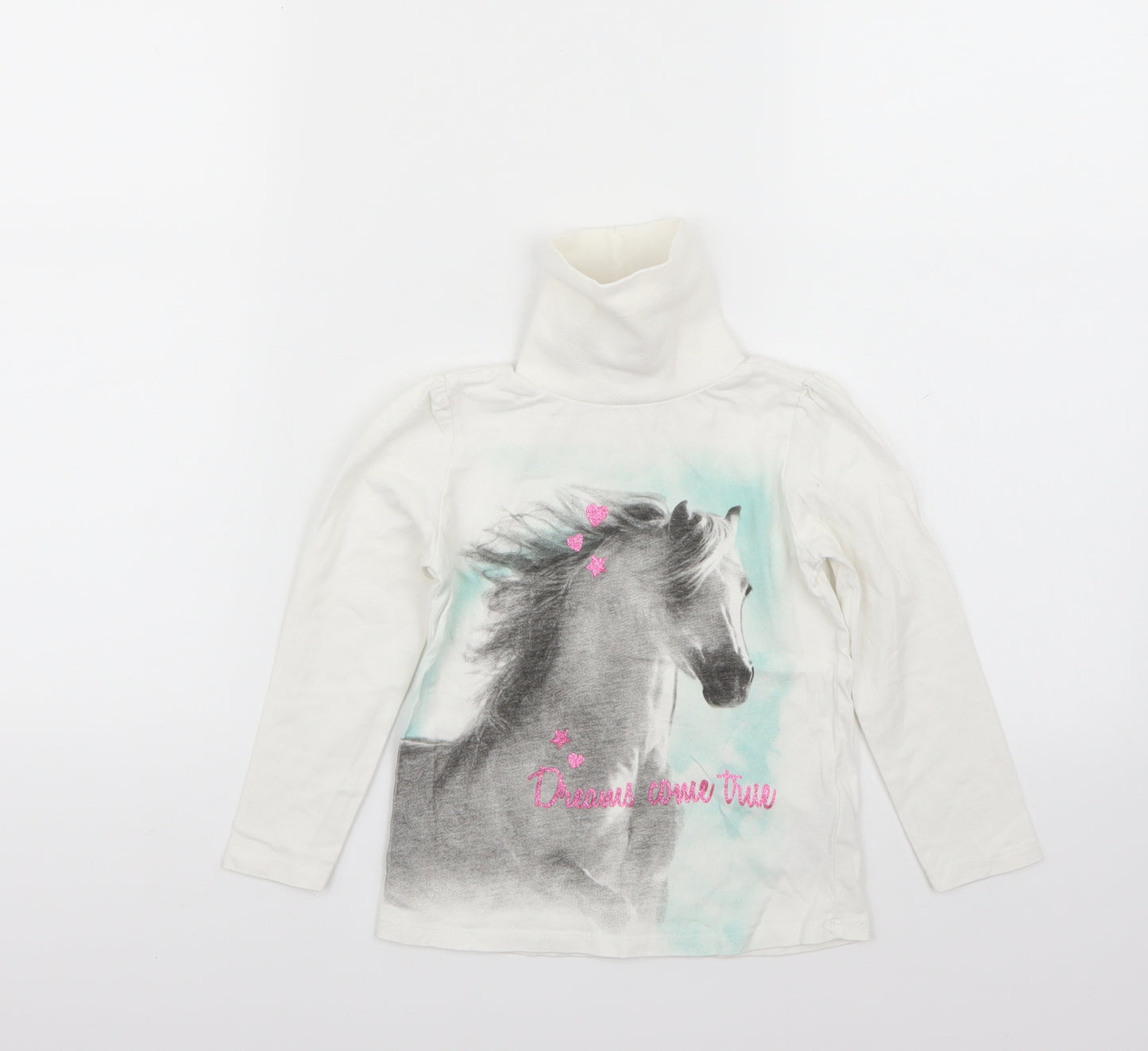 Preworn Girls White   Basic T-Shirt Size 3-4 Years