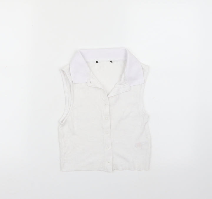 Primark Womens White Basic Button-Up Size XS