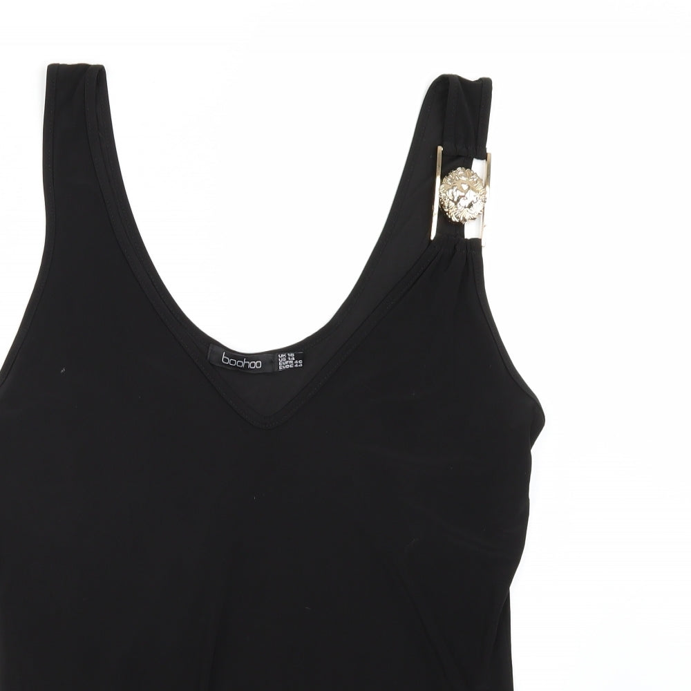 Boohoo Womens Black   Bodysuit One-Piece Size 18