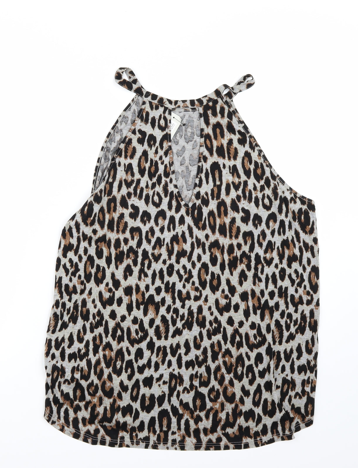 Riverisland Womens Grey Animal Print  Basic T-Shirt Size 18