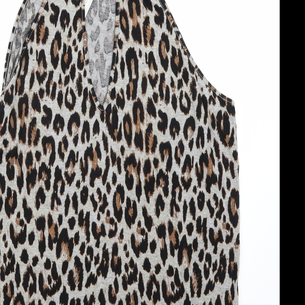 Riverisland Womens Grey Animal Print  Basic T-Shirt Size 18