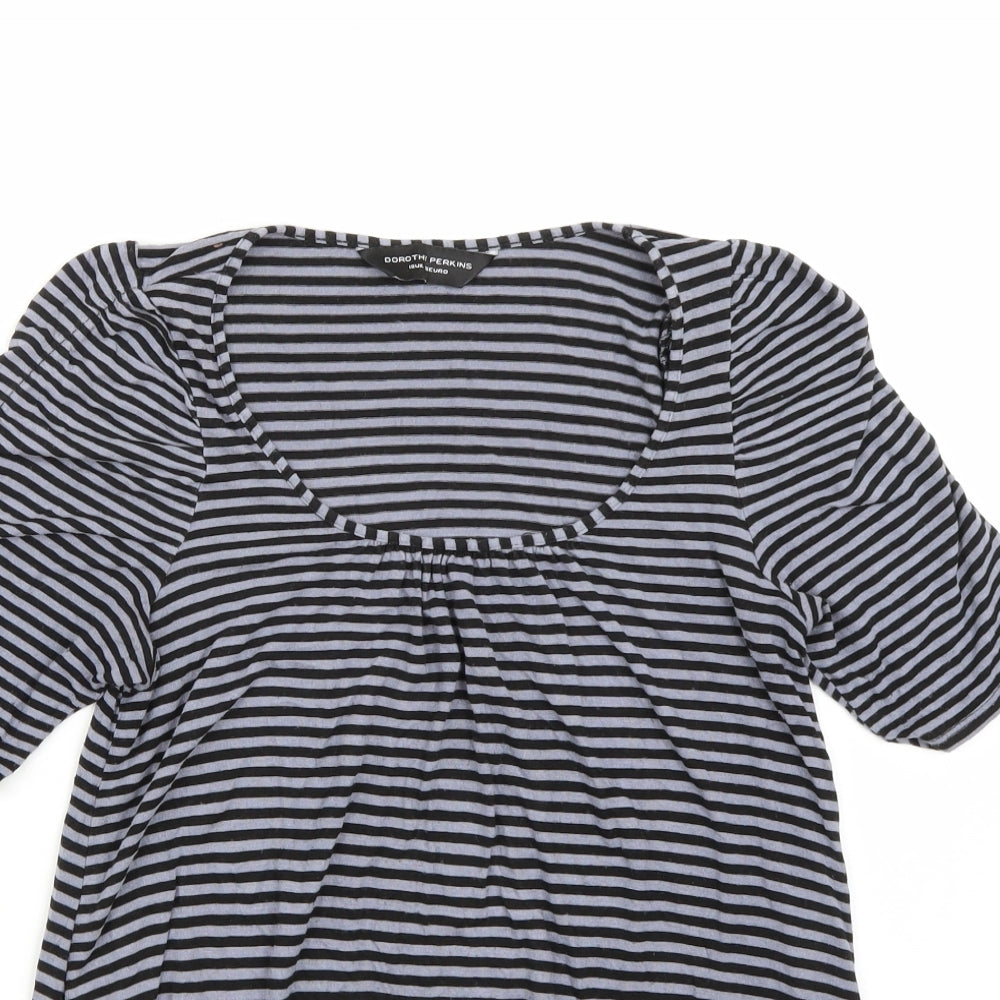 Dorothy Perkins Womens Grey Striped  Basic T-Shirt Size 10