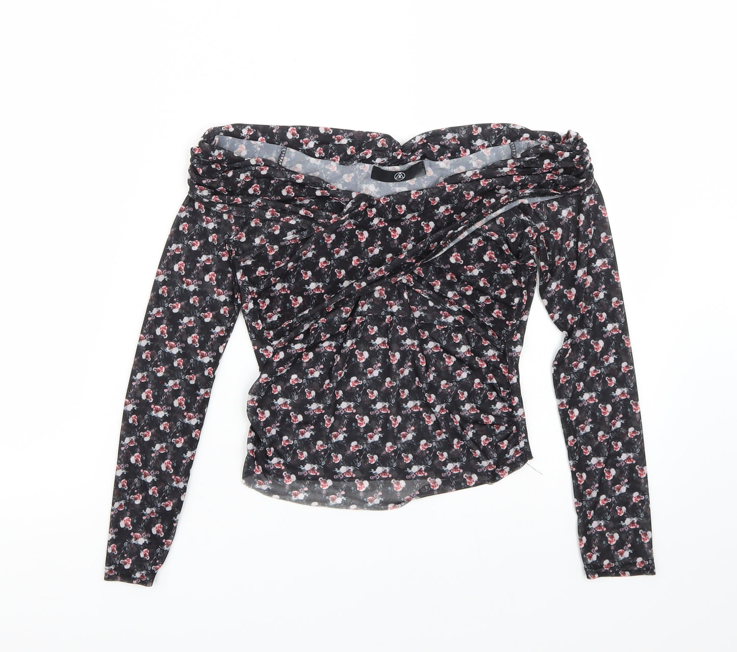 Missguided Womens Black Floral  Basic T-Shirt Size XS