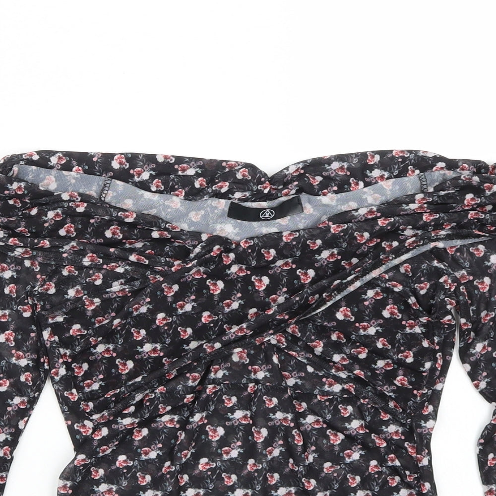 Missguided Womens Black Floral  Basic T-Shirt Size XS